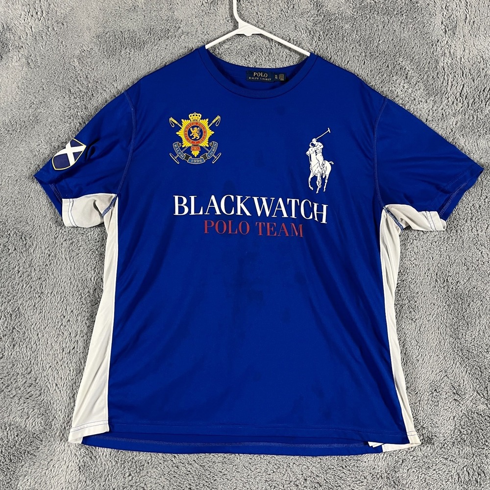 Polo Ralph Lauren Blackwatch Polo Team T-Shirt Mens XL Blue Performance Pullover